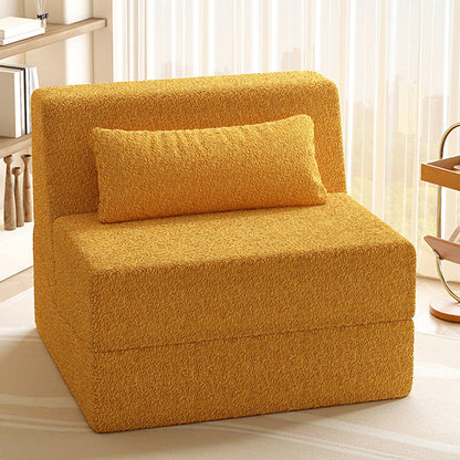 Modern Minimalist Sherpa Fabric Square Foldable Sofa Bed With Backrest For Bedroom