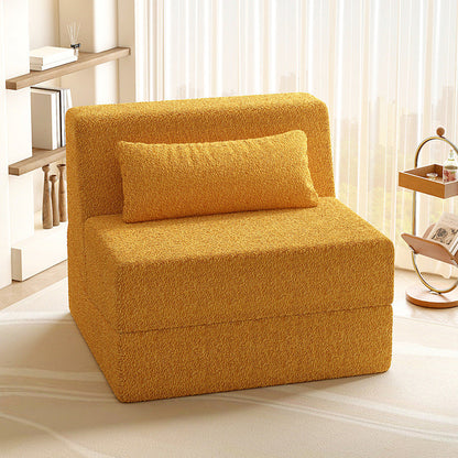 Modern Minimalist Sherpa Fabric Square Foldable Sofa Bed With Backrest For Bedroom