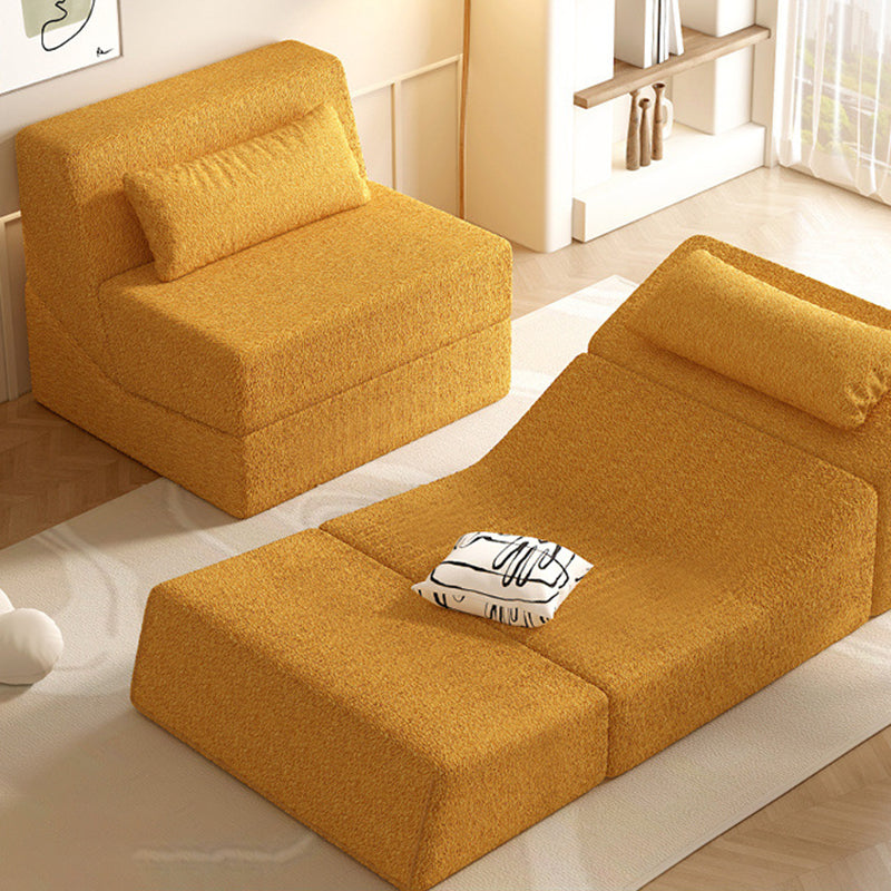 Modern Minimalist Sherpa Fabric Square Foldable Sofa Bed With Backrest For Bedroom