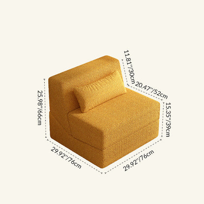 Modern Minimalist Sherpa Fabric Square Foldable Sofa Bed With Backrest For Bedroom