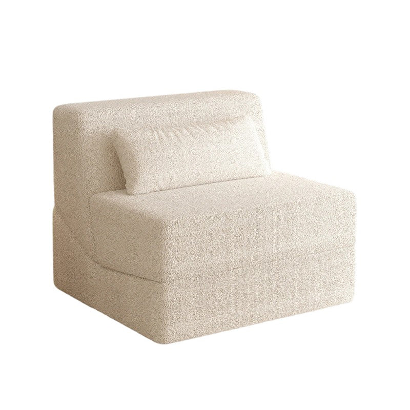 Modern Minimalist Sherpa Fabric Square Foldable Sofa Bed With Backrest For Bedroom
