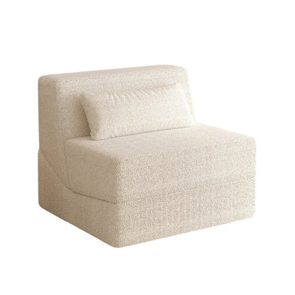 Modern Minimalist Sherpa Fabric Square Foldable Sofa Bed With Backrest For Bedroom