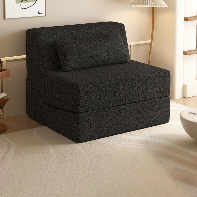 Modern Minimalist Sherpa Fabric Square Foldable Sofa Bed With Backrest For Bedroom
