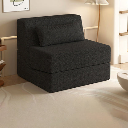 Modern Minimalist Sherpa Fabric Square Foldable Sofa Bed With Backrest For Bedroom