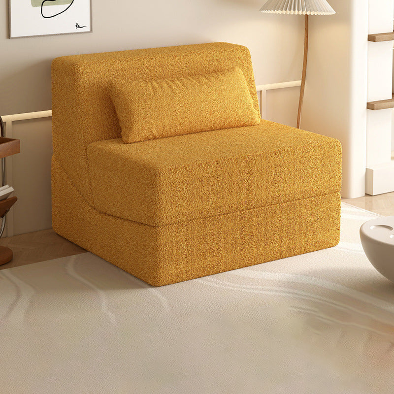 Modern Minimalist Sherpa Fabric Square Foldable Sofa Bed With Backrest For Bedroom