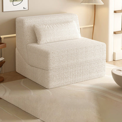 Modern Minimalist Sherpa Fabric Square Foldable Sofa Bed With Backrest For Bedroom
