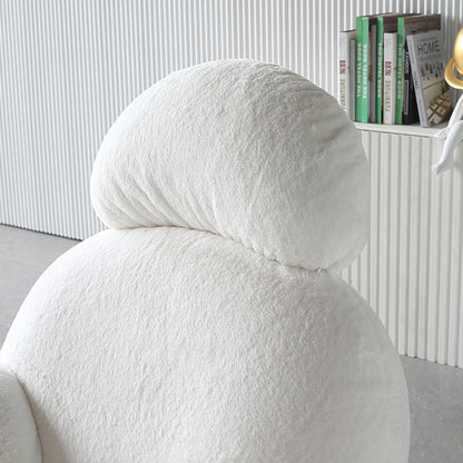Contemporary Scandinavian Teddy Fabric Metal Solid Wood Penguin-Shaped Curved Accent Chair Backrest & Armrests For Living Room