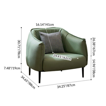 Modern Luxury Cat Scratch Resistant Leather Oil Wax Leather Wood Carbon Steel Semi-Enclosed Square Accent Chair With Backrest For Living Room