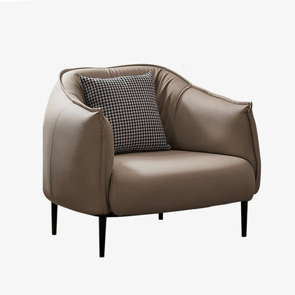 Modern Luxury Cat Scratch Resistant Leather Oil Wax Leather Wood Carbon Steel Semi-Enclosed Square Accent Chair With Backrest For Living Room
