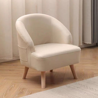 Contemporary Scandinavian Synthetic Fabric Solid Wood Semi-Enclosed Cylindrical Accent Chair With Backrest For Living Room