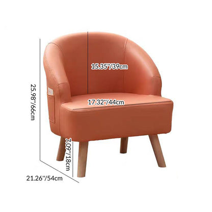 Contemporary Scandinavian Synthetic Fabric Solid Wood Semi-Enclosed Cylindrical Accent Chair With Backrest For Living Room