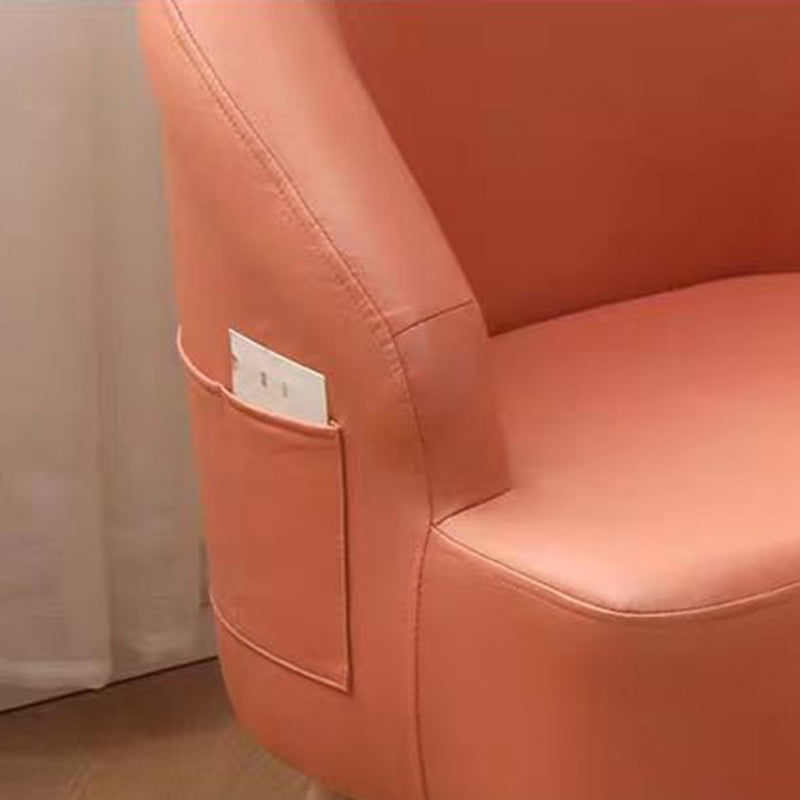 Contemporary Scandinavian Synthetic Fabric Solid Wood Semi-Enclosed Cylindrical Accent Chair With Backrest For Living Room