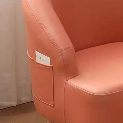 Contemporary Scandinavian Synthetic Fabric Solid Wood Semi-Enclosed Cylindrical Accent Chair With Backrest For Living Room