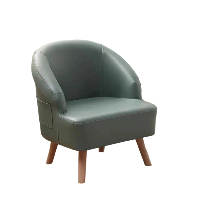 Contemporary Scandinavian Synthetic Fabric Solid Wood Semi-Enclosed Cylindrical Accent Chair With Backrest For Living Room