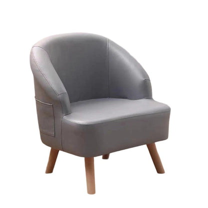 Contemporary Scandinavian Synthetic Fabric Solid Wood Semi-Enclosed Cylindrical Accent Chair With Backrest For Living Room
