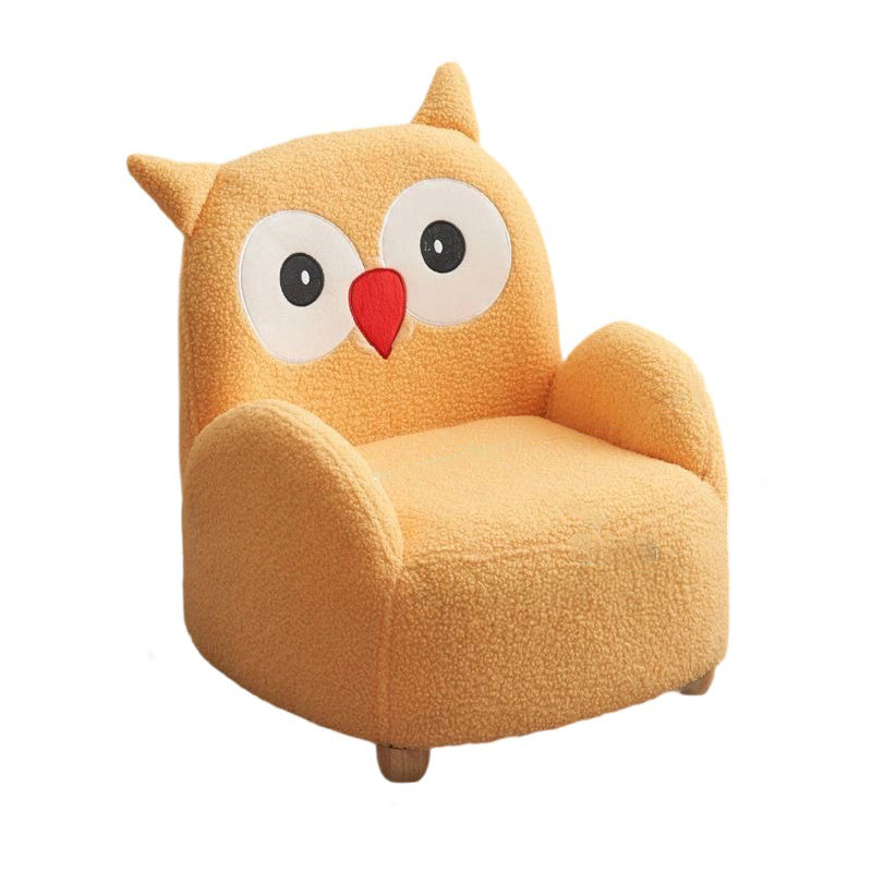 Modern Art Deco Sherpa Fabric Solid Wood Cartoon Animal Rounded Square Accent Chair With Backrest Armrests For Living Room