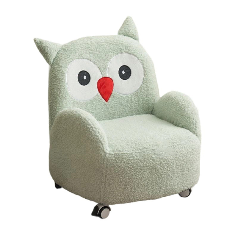 Modern Art Deco Sherpa Fabric Solid Wood Cartoon Animal Rounded Square Accent Chair With Backrest Armrests For Living Room