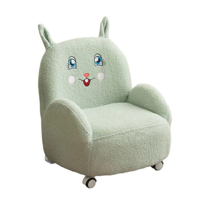 Modern Art Deco Sherpa Fabric Solid Wood Cartoon Animal Rounded Square Accent Chair With Backrest Armrests For Living Room