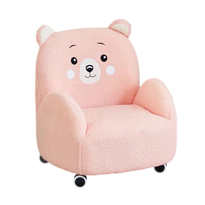 Modern Art Deco Sherpa Fabric Solid Wood Cartoon Animal Rounded Square Accent Chair With Backrest Armrests For Living Room