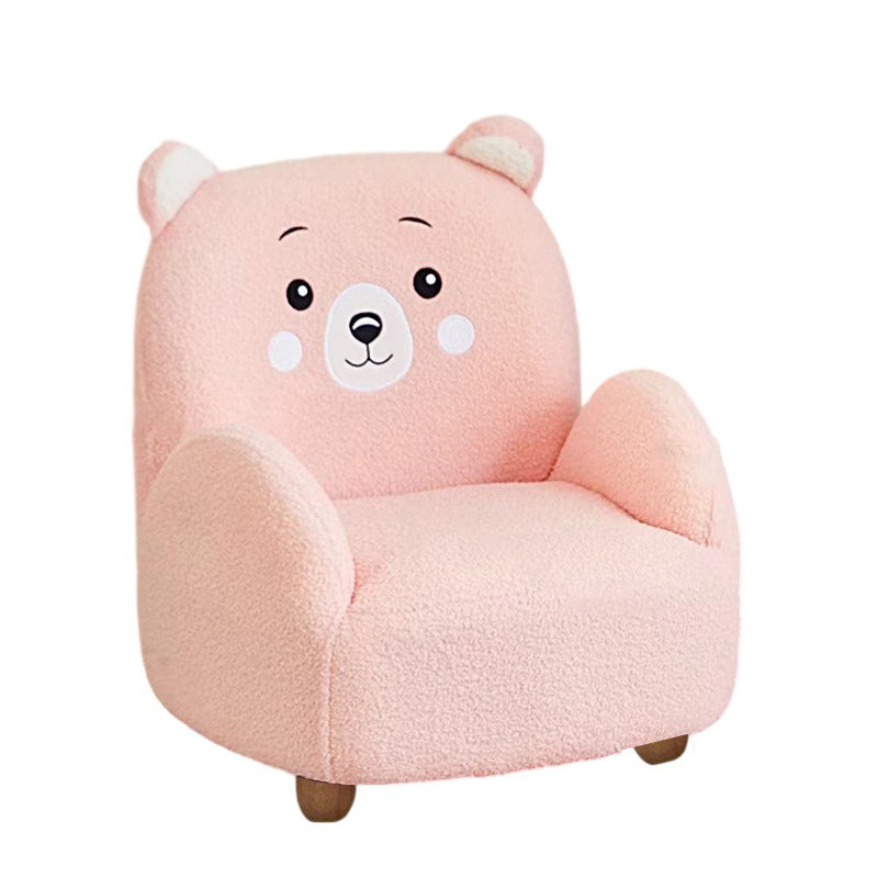 Modern Art Deco Sherpa Fabric Solid Wood Cartoon Animal Rounded Square Accent Chair With Backrest Armrests For Living Room