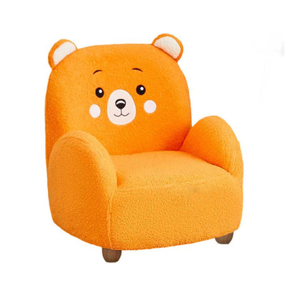 Modern Art Deco Sherpa Fabric Solid Wood Cartoon Animal Rounded Square Accent Chair With Backrest Armrests For Living Room