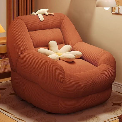 Contemporary Creative Corduroy Rounded U-Shaped Accent Chair With Backrest For Bedroom