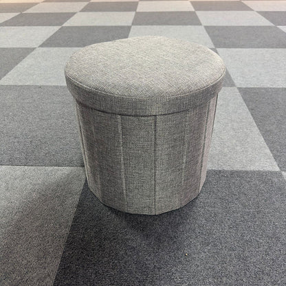 Modern Minimalist Linen Teddy Fleece Textured Cylindrical Low Stool Storage For Living Room