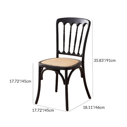 Traditional Chinese Solid Wood Rattan U-Shaped Rounded Dining Chair With Backrest For Dining Room