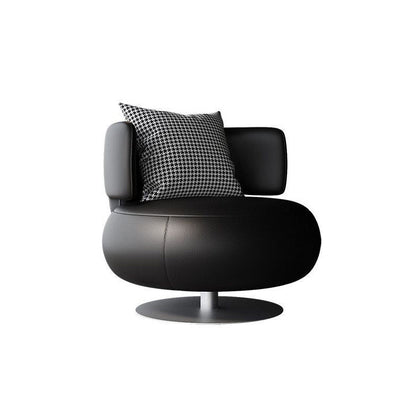 Contemporary Scandinavian Cat Scratch Leather Stainless Steel Curved Round Accent Chair With Backrest For Living Room