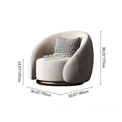 Modern Luxury Velvet Solid Wood Stainless Steel Semi-Enclosed Round Accent Chair Backrest For Living Room