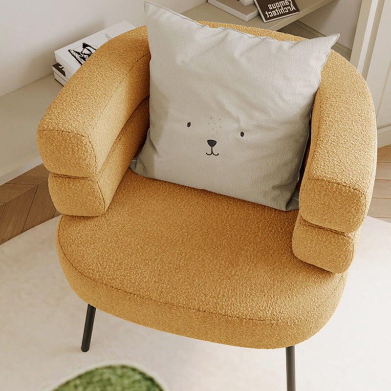Contemporary Creative Sherpa Fabric Metal Semi-Enclosed Cylindrical Lounge Chair With Backrest & Armrests For Bedroom