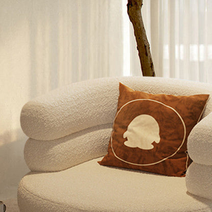Contemporary Creative Sherpa Fabric Metal Semi-Enclosed Cylindrical Lounge Chair With Backrest & Armrests For Bedroom