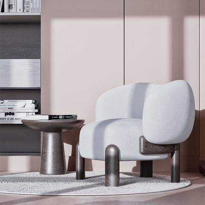 Contemporary Creative Velvet Solid Wood Curved Round Accent Chair With Backrest For Living Room