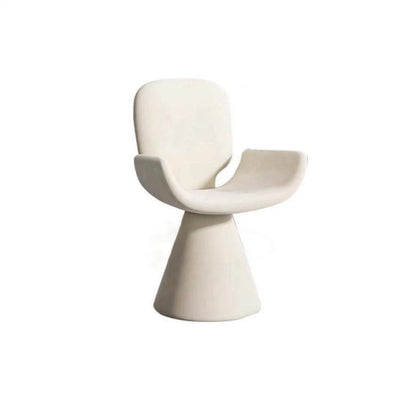 Modern Luxury Suede Solid Wood Curved Swivel Vanity Stool With Backrest For Bedroom