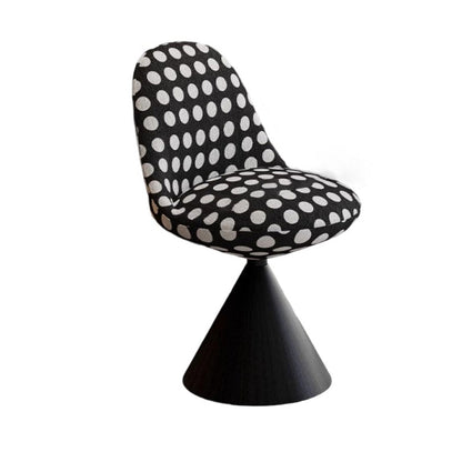Traditional Chinese Linen Velvet Faux Leather Metal Curved Conical Round Vanity Stool With Backrest For Bedroom
