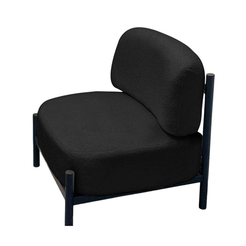 Modern Luxury Sherpa Fabric Solid Wood Metal Curved Square Accent Chair With Backrest For Living Room
