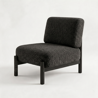 Traditional French Sherpa Fabric Metal Cylindrical Square Accent Chair With Backrest For Living Room