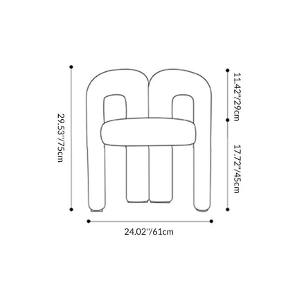 Contemporary Creative Velvet Carbon Steel M-Shaped Curved Vanity Stool With Backrest For Bedroom