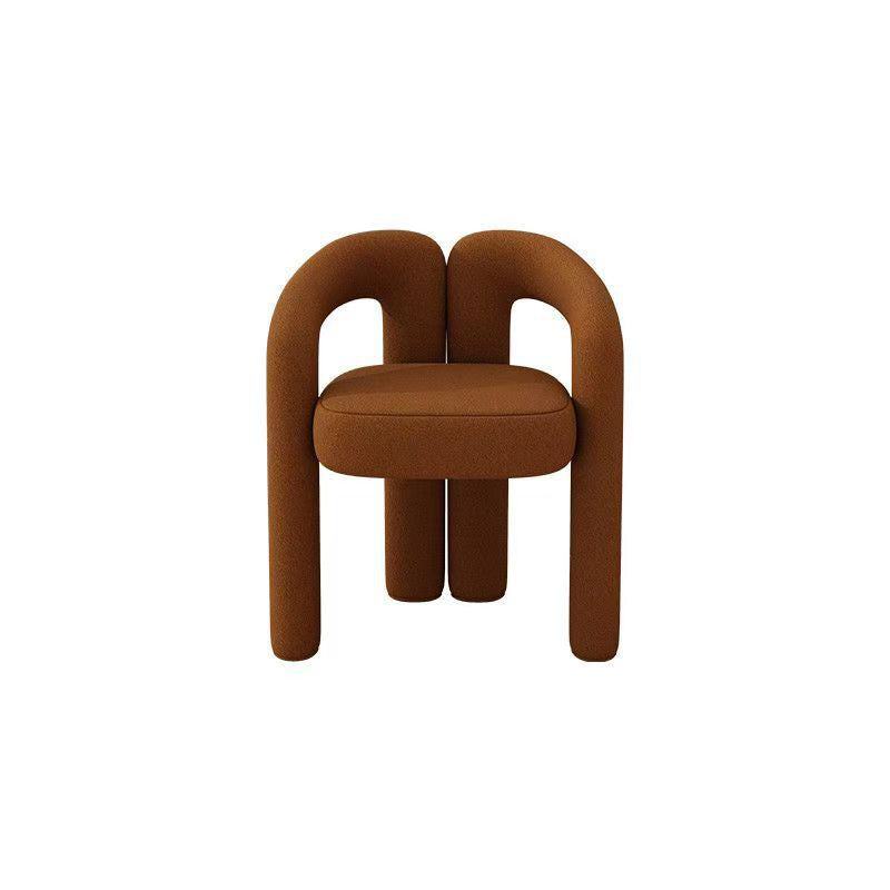 Contemporary Creative Velvet Carbon Steel M-Shaped Curved Vanity Stool With Backrest For Bedroom