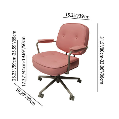 Contemporary Scandinavian Microfiber Leather Metal Square Adjustable Swivel Desk Chair With Backrest Armrests For Home Office