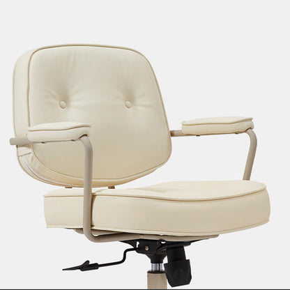 Contemporary Scandinavian Microfiber Leather Metal Square Adjustable Swivel Desk Chair With Backrest Armrests For Home Office