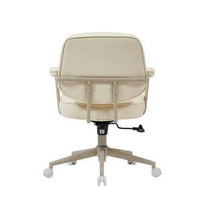 Contemporary Scandinavian Microfiber Leather Metal Square Adjustable Swivel Desk Chair With Backrest Armrests For Home Office