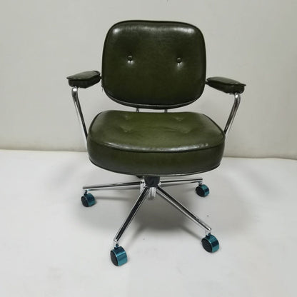 Contemporary Scandinavian Microfiber Leather Metal Square Adjustable Swivel Desk Chair With Backrest Armrests For Home Office