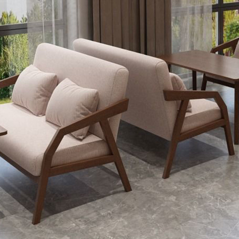 Traditional Vintage Fabric Rubberwood Curved Rectangular Sofa 1/2/3-Seaters Backrest & Armrests For Living Room