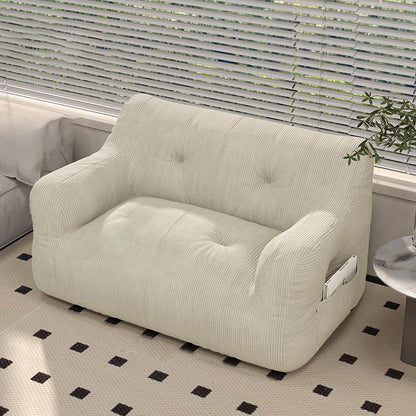 Contemporary Scandinavian Corduroy Rectangular Sofa 2-Seater With Armrest & Backrest For Living Room