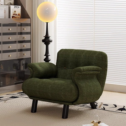 Contemporary Scandinavian Sherpa Solid Wood Curved Rectangle Accent Chair With Armrests Backrest For Living Room