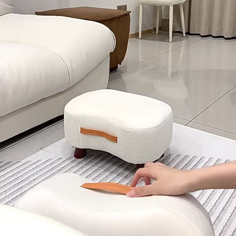 Contemporary Scandinavian Synthetic Fabric Solid Wood Soap-Shaped Cylinder Low Stool For Living Room