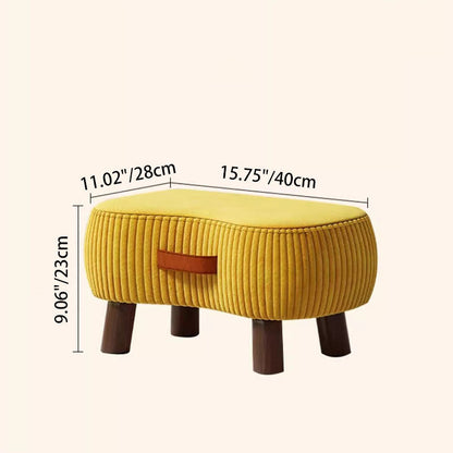 Contemporary Scandinavian Synthetic Fabric Solid Wood Soap-Shaped Cylinder Low Stool For Living Room