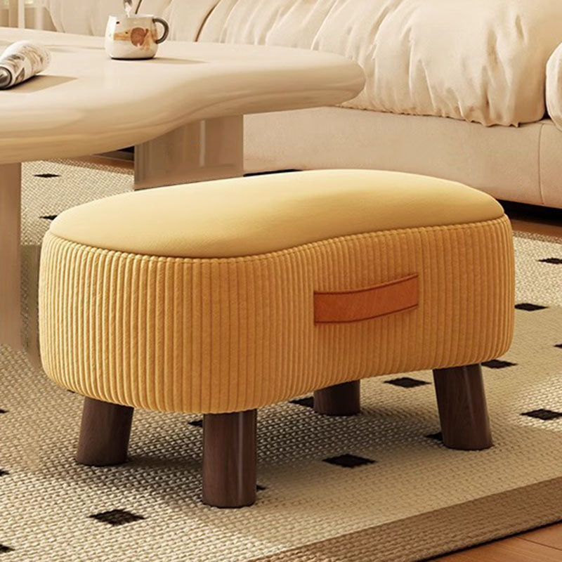 Contemporary Scandinavian Synthetic Fabric Solid Wood Soap-Shaped Cylinder Low Stool For Living Room