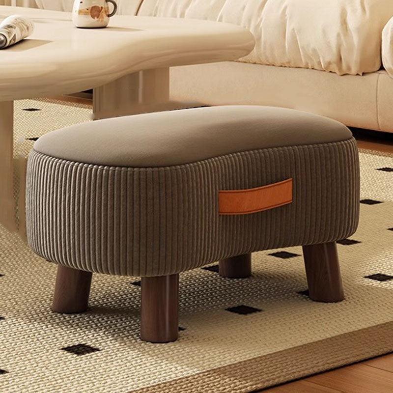 Contemporary Scandinavian Synthetic Fabric Solid Wood Soap-Shaped Cylinder Low Stool For Living Room